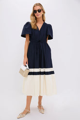 Navy and Cream Cotton Mitchell Dress
